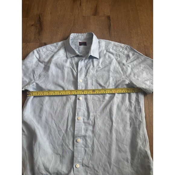 Untuckit Shirt Mens Size Large Light Blue Solid Short Sleeve Button Up linen - Picture 3 of 6